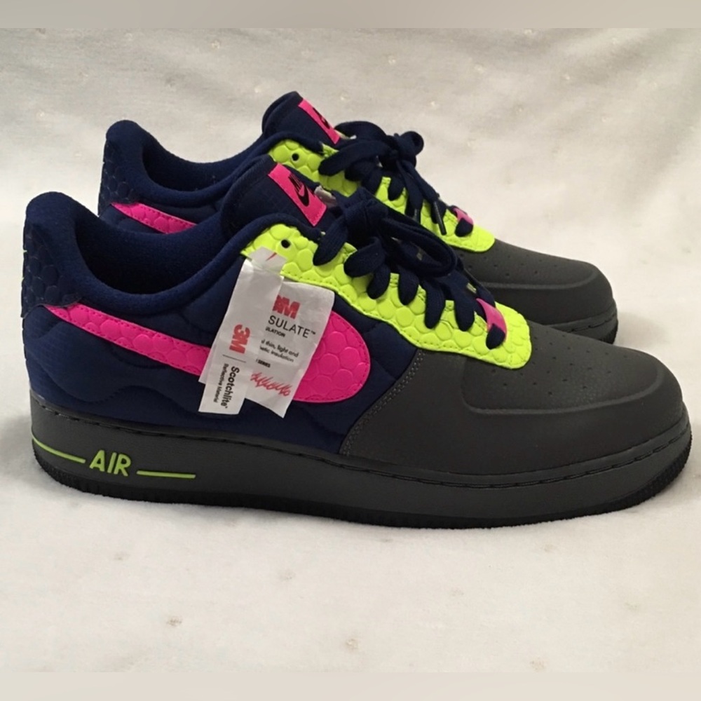 Nike Air Force1 Low Custom 3M Thinsulate B200 Series Neon Pink Volt Black Size12 - Picture 4 of 15
